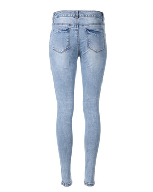 ZIMEGO Women's High Waisted Stretchy Skinny Jeans Distressed Denim Pants