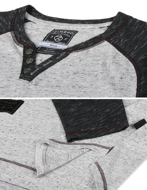 NEW ARRIVAL! - ZIMEGO Long Sleeve Contrast Raglan Henley V-Neck T-Shirts HEATHER DOT - DREAM SUPPLY by ZIMEGO