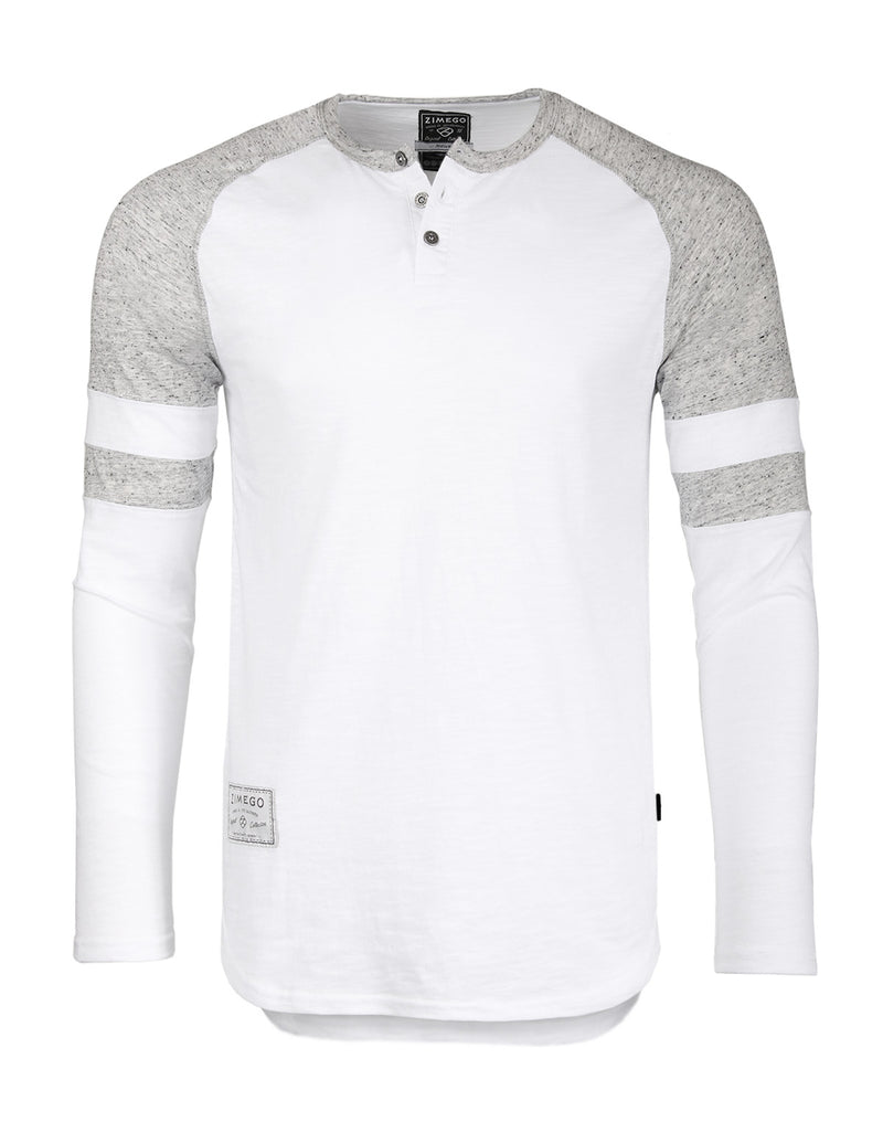 ZIMEGO Men's Long Sleeve Athletic Contrast Stripes Arm Raglan Henley - ZGLS146