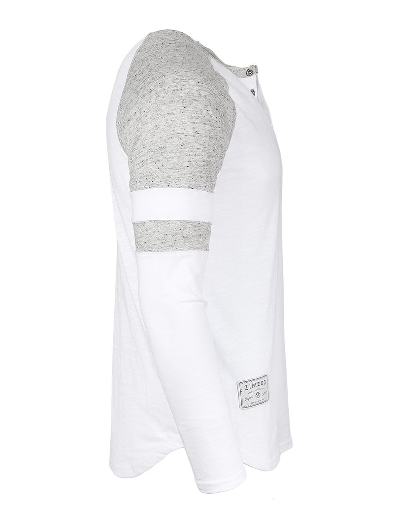 NEW ARRIVAL! - ZIMEGO Men’s Long Sleeve Athletic Contrast Stripes Arm Raglan Henley - ZGLS146 - DREAM SUPPLY by ZIMEGO