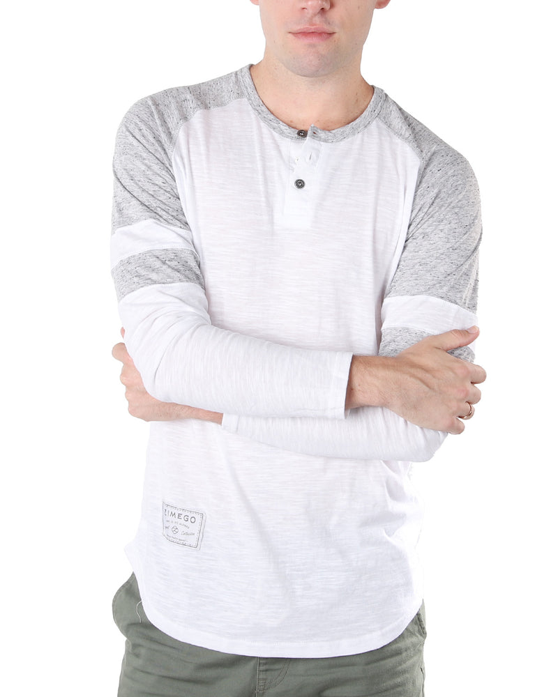 ZIMEGO Men's Long Sleeve Athletic Contrast Stripes Arm Raglan Henley - ZGLS146