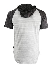Zimego Short Sleeve Raglan Henley Hoodie Round Bottom Semi Longline T-Shirt - DREAM SUPPLY by ZIMEGO