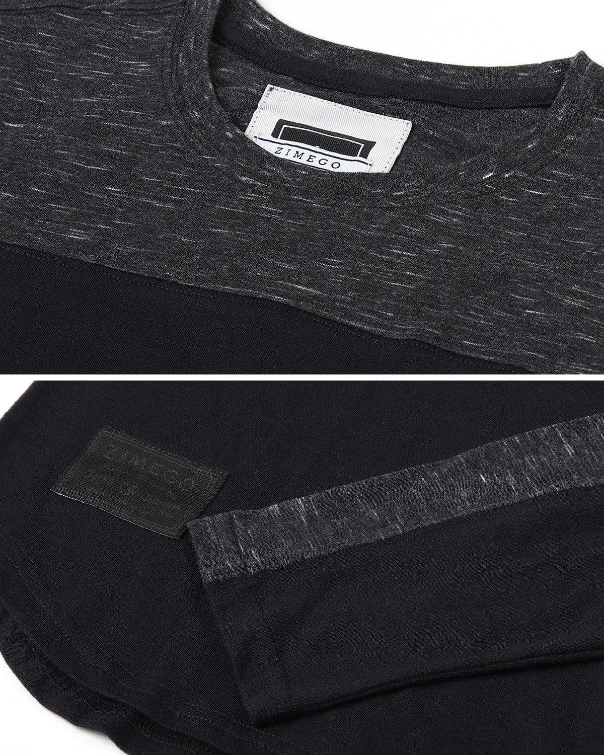 ZIMEGO Men's Long Sleeve Athletic Stripes Arm Contrast