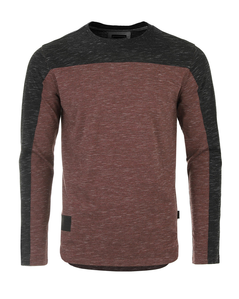 ZIMEGO Men's Fashion Color Block Long Sleeve Curved Hemline Athletic Hiphop Shirt