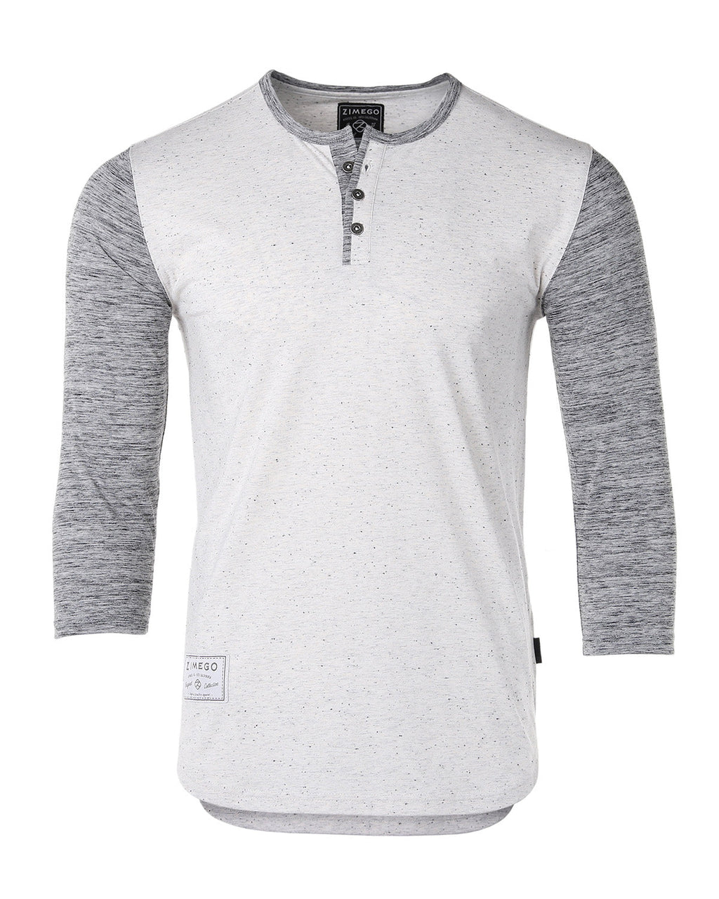 ZIMEGO Mens Contrast 3/4 Sleeve Button Henley Athletic T Shirt