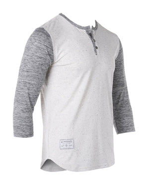 ZIMEGO Mens Contrast 3/4 Sleeve Button Henley Athletic T Shirt