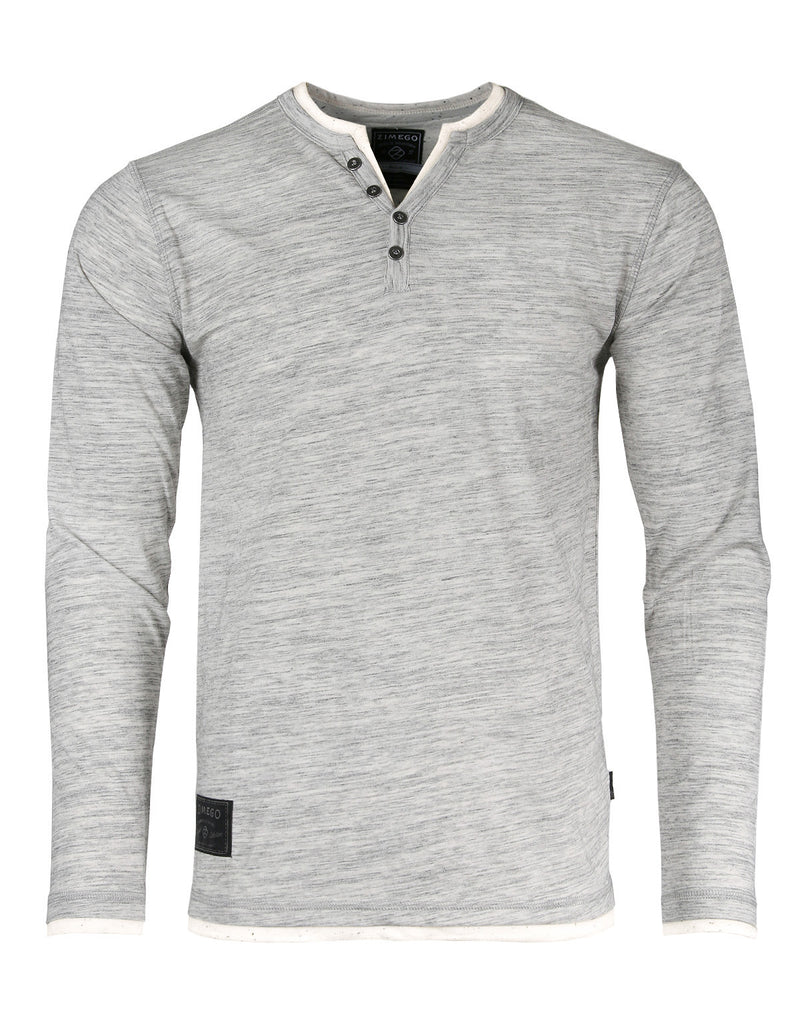 ZIMEGO Men’s Long Sleeve Double Layered Y-Neck Fashion Henley - ZGLS247