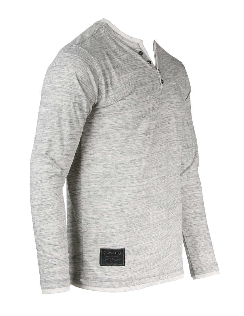 ZIMEGO Men’s Long Sleeve Double Layered Y-Neck Fashion Henley - ZGLS247