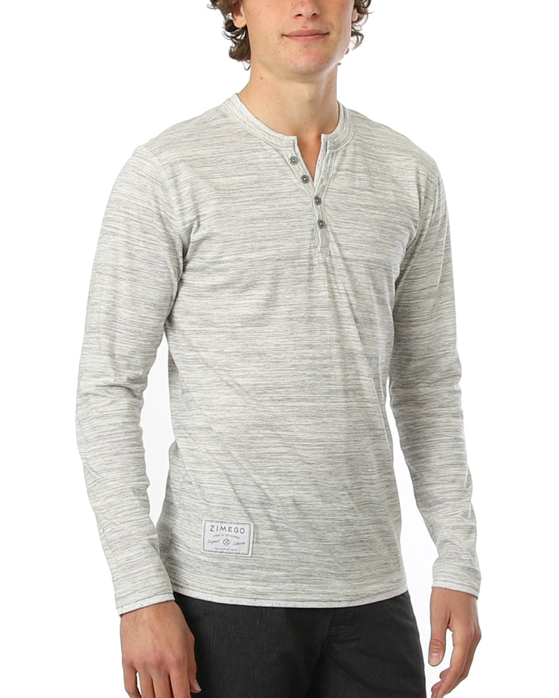 ZIMEGO Men’s Long Sleeve Double Layered Y-Neck Fashion Henley - ZGLS247