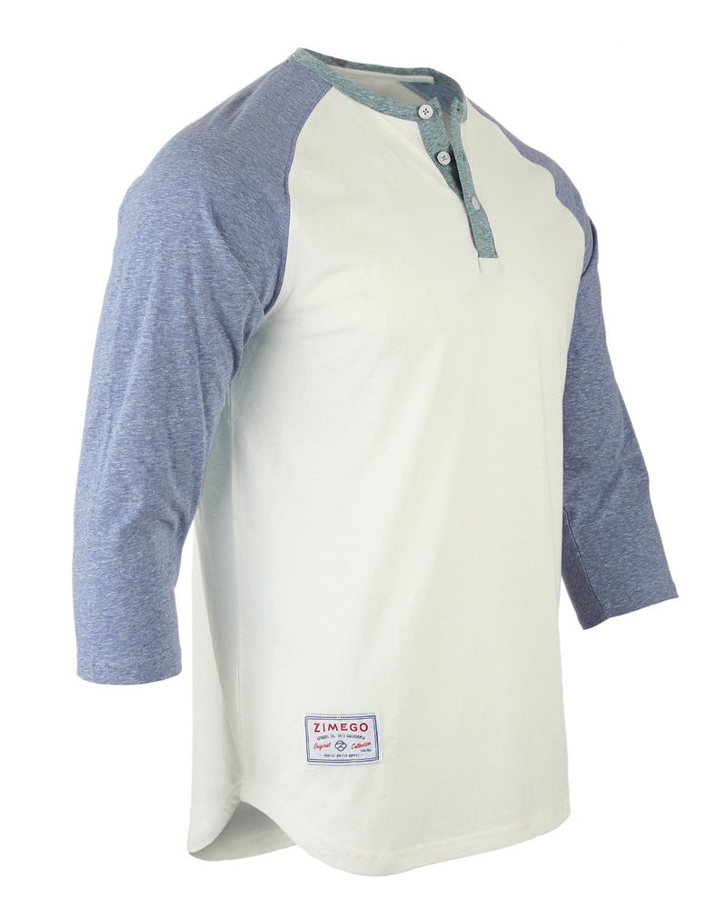 ZIMEGO Men's 3/4 Sleeve Baseball Retro Raglan Henley Shirts