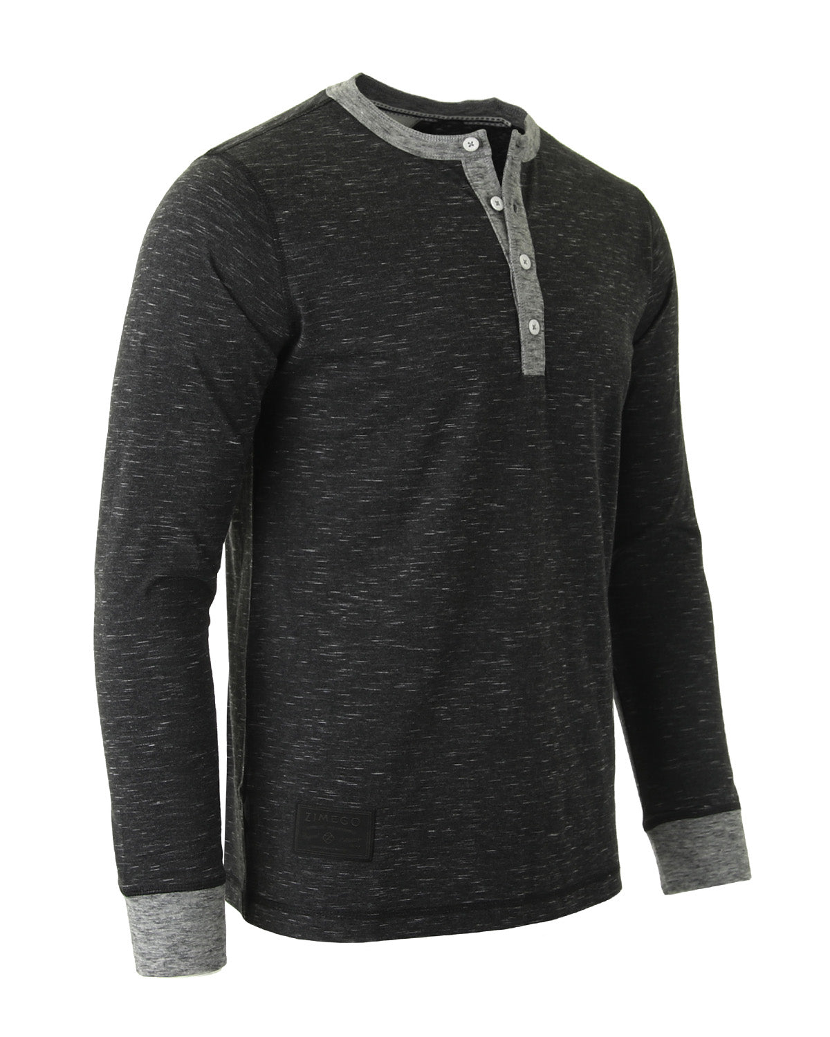 Casual Long Sleeve Henley Basic Lounge Shirts (Black/White) Pack of 2
