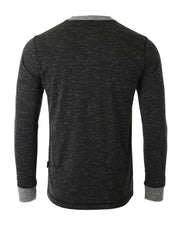 Casual Long Sleeve Henley Basic Lounge Shirts (Black/Grey) Pack of 2
