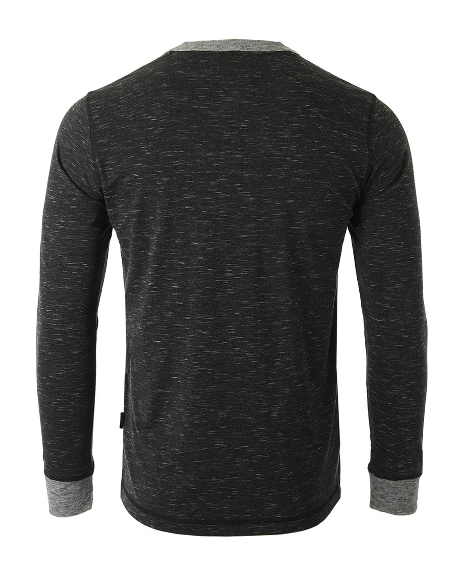 Casual Long Sleeve Henley Basic Lounge Shirts (Black/Grey) Pack of 2