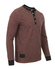 Casual Long Sleeve Henley Basic Lounge Shirts (Maroon/Grey) Pack of 2