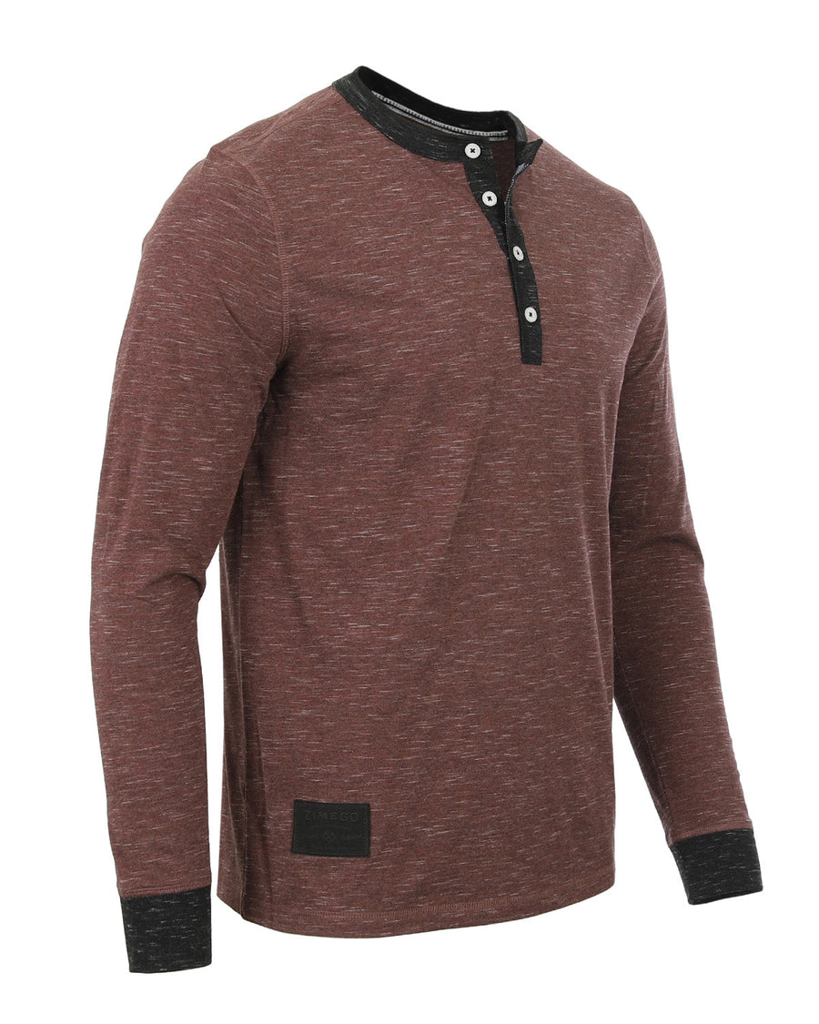 Casual Long Sleeve Henley Basic Lounge Shirts (Maroon/Grey) Pack of 2