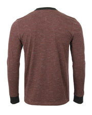 Casual Long Sleeve Henley Basic Lounge Shirts (Maroon/Grey) Pack of 2