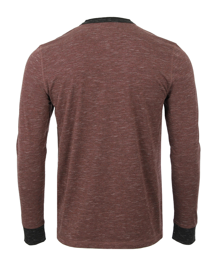 Casual Long Sleeve Henley Basic Lounge Shirts (Maroon/Grey) Pack of 2