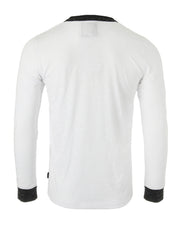 Casual Long Sleeve Henley Basic Lounge Shirts (White/Maroon) Pack of 2