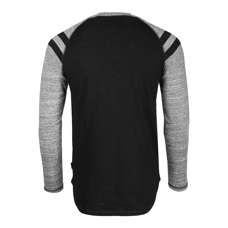 ZIMEGO Men’s Long Sleeve Athletic Stripes Arm Contrast Raglan Henley - ZGLS555 - DREAM SUPPLY by ZIMEGO