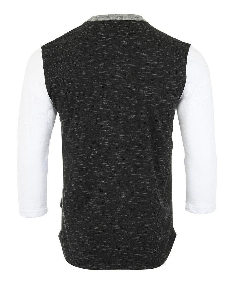 ZIMEGO Men's 3/4 Sleeve Black & White Baseball Henley – Casual Athletic Button Crewneck Shirts