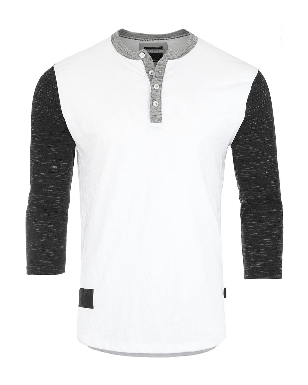 ZIMEGO Henley de béisbol blanco y negro de manga 3/4 para hombre - Camisas casuales con botones atléticos y cuello redondo 