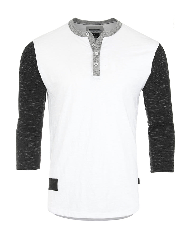 ZIMEGO Men's 3/4 Sleeve Black & White Baseball Henley – Casual Athletic Button Crewneck Shirts