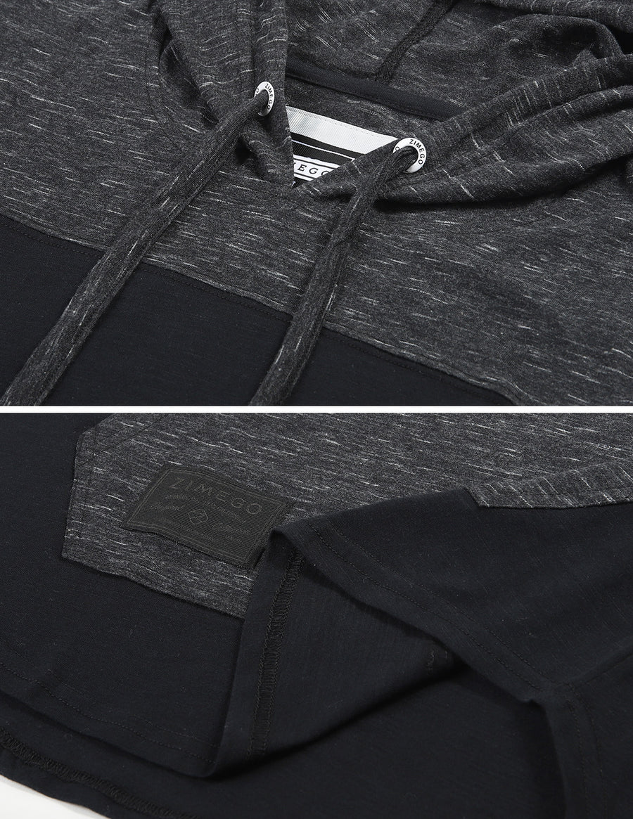 ZIMEGO Jersey sin mangas con bloque de color para hombre, bolsillo canguro, camiseta sin mangas con capucha - 051