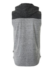 ZIMEGO Jersey sin mangas con bloque de color para hombre, bolsillo canguro, camiseta sin mangas con capucha - 051