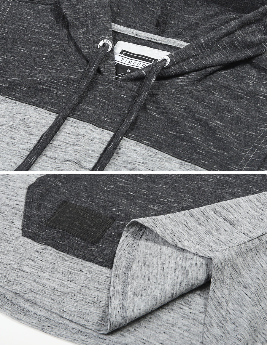 ZIMEGO Jersey sin mangas con bloque de color para hombre, bolsillo canguro, camiseta sin mangas con capucha - 051