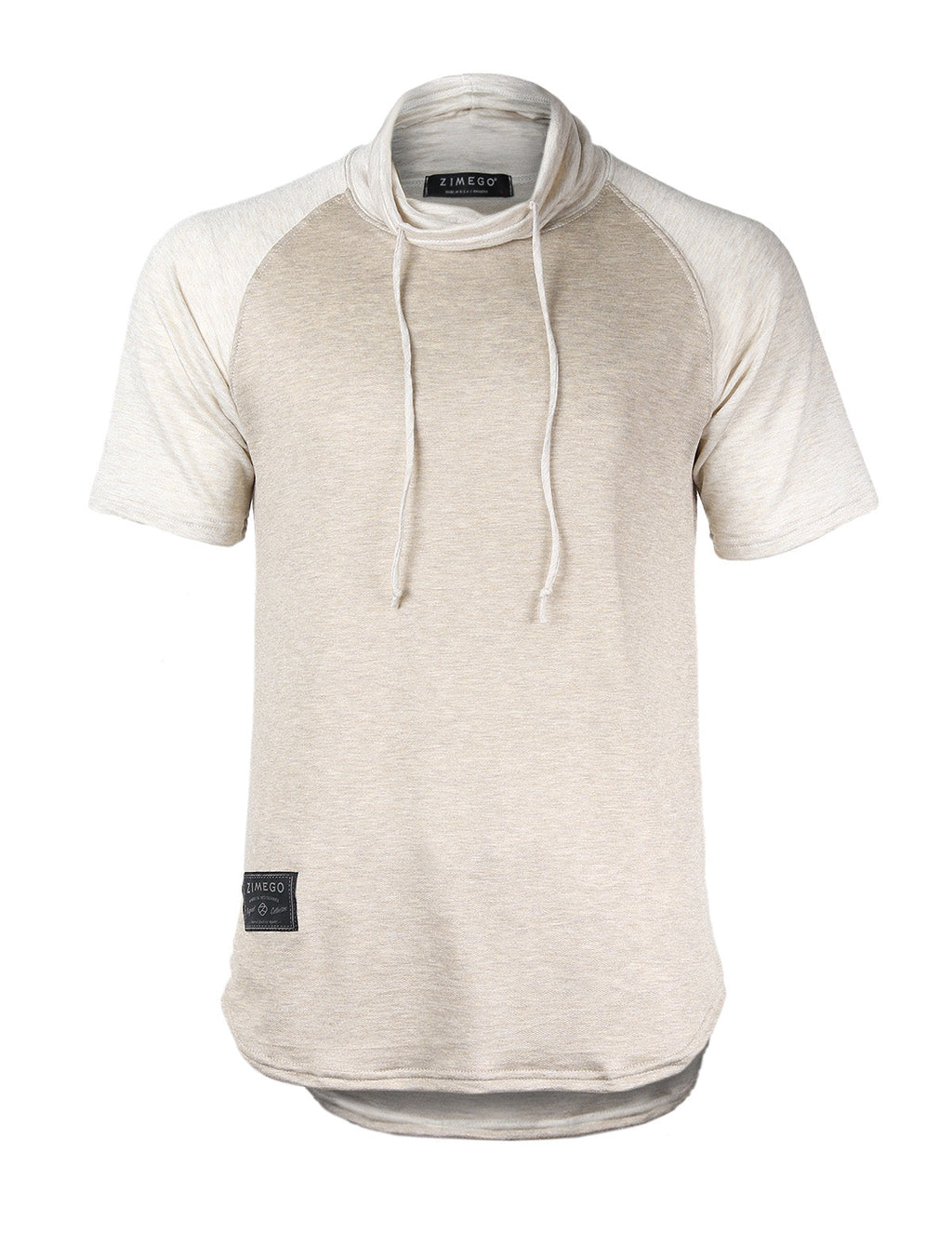 ZIMEGO Men's Short Sleeve High Neck Longline Hipster Round Bottom Raglan T-Shirt