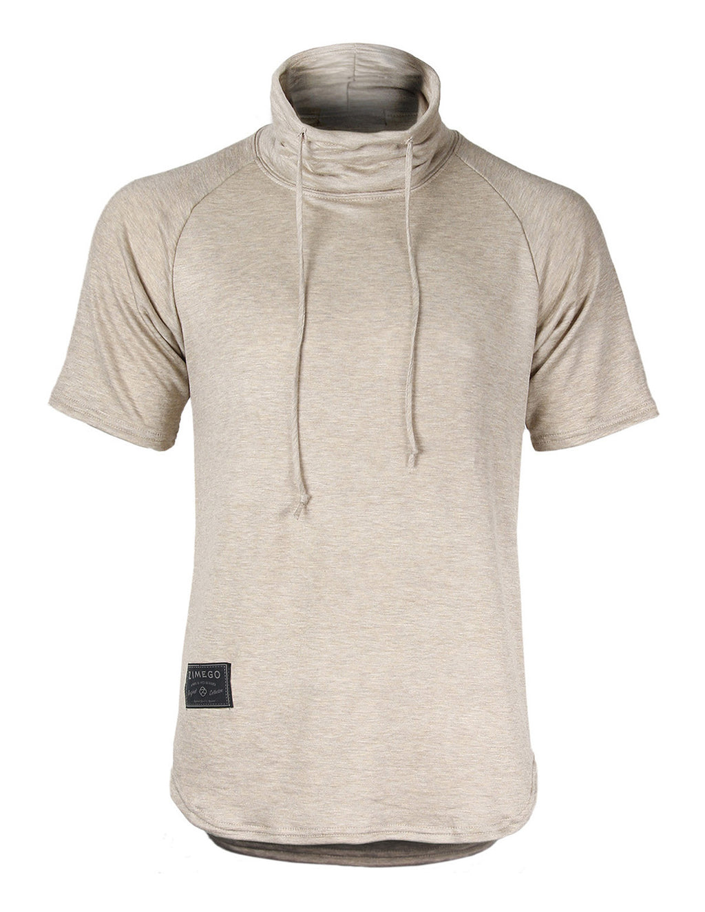 ZIMEGO Men's Short Sleeve High Neck Longline Hipster Round Bottom Raglan T-Shirt