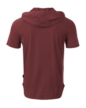 ZIMEGO Pigment Dyed Hooded Shirt Short Sleeve  V Neck Raglan Henley Style Hoodie