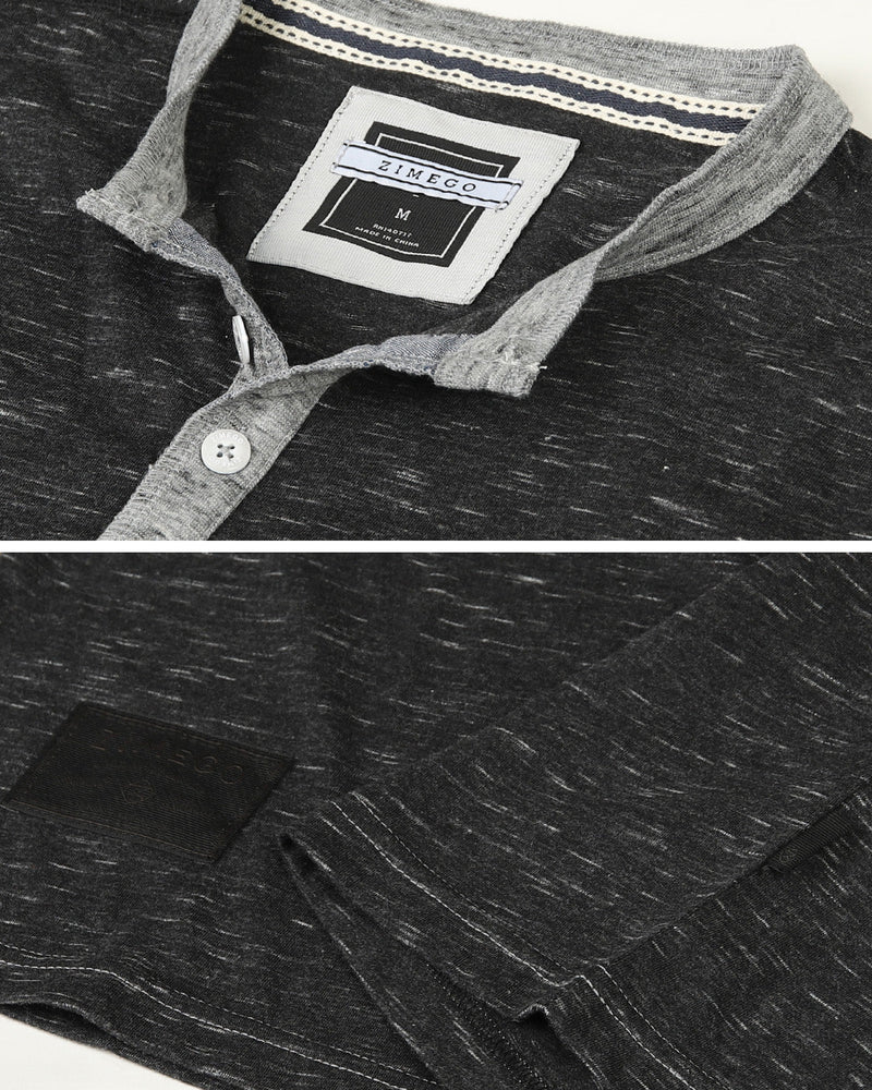 ZIMEGO Men's Short Sleeve Contrast Ringer Button Henley Casual Outfit Shirts