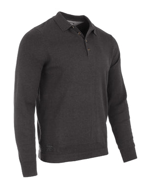 ZIMEGO Men's Casual Polo Sweater - Long Sleeve Pullover Button Knit Shirt