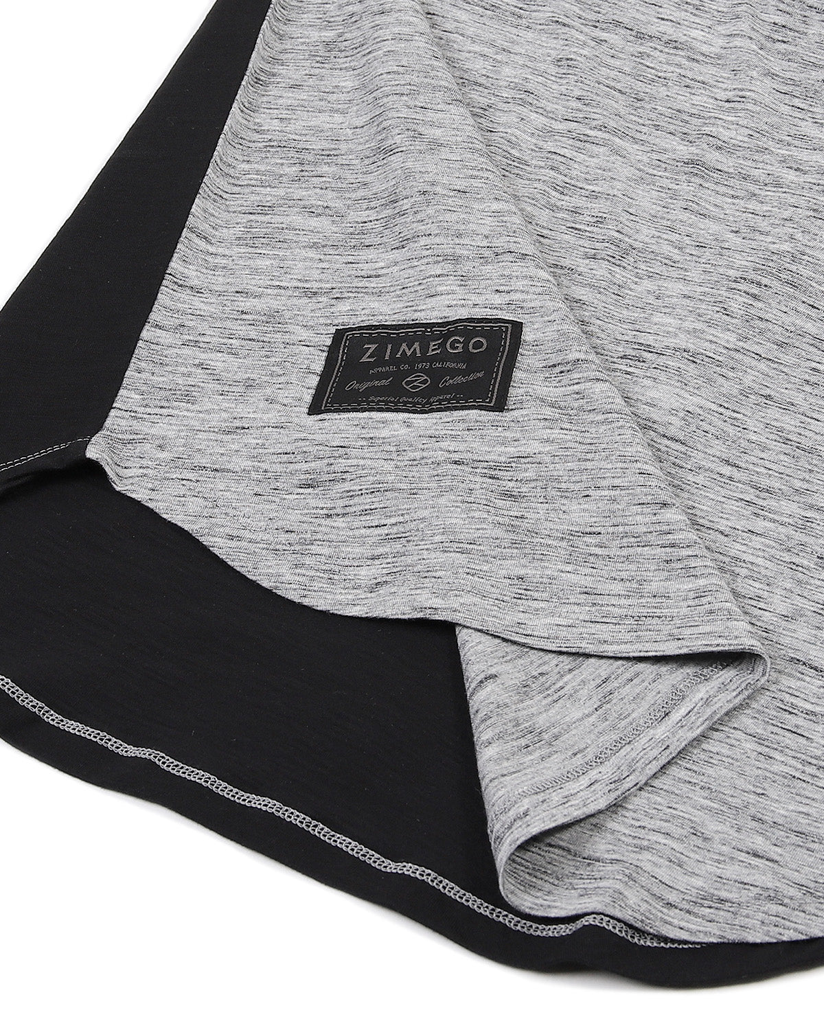 ZIMEGO Men's Twofer Color Block Long Sleeve Curved Hemline