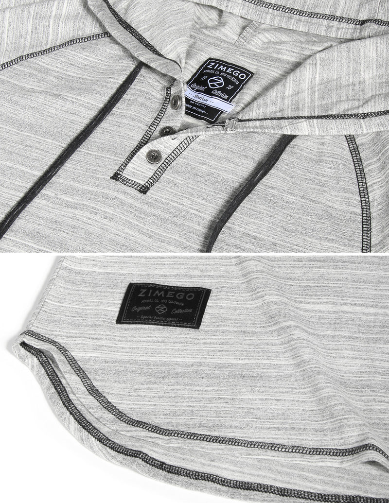 ZIMEGO Short Sleeve Raglan Henley Hoodie Round Bottom Semi Longline T-Shirt - DREAM SUPPLY by ZIMEGO