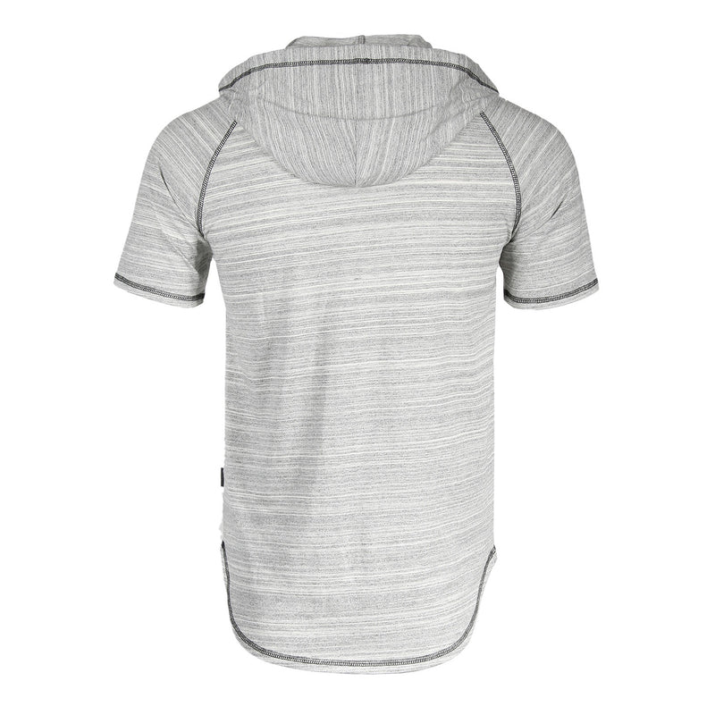 ZIMEGO Short Sleeve Raglan Henley Hoodie Round Bottom Semi Longline T-Shirt - DREAM SUPPLY by ZIMEGO