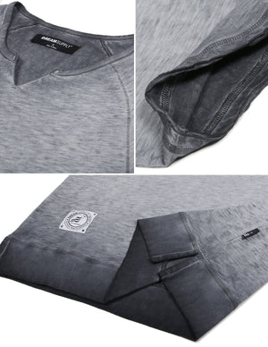 ZIMEGO Men's Short Sleeve Vintage Wide Neck Raglan Side Slit T-Shirts ...
