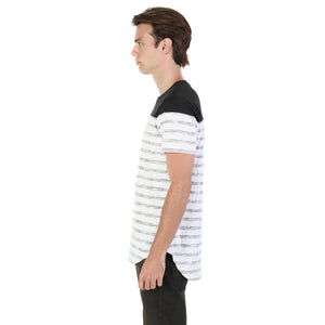ZIMEGO Hiphop Stripe Printed Round Bottom Longline Tall T-Shirts - SLIM FIT ZFSS460 - DREAM SUPPLY by ZIMEGO